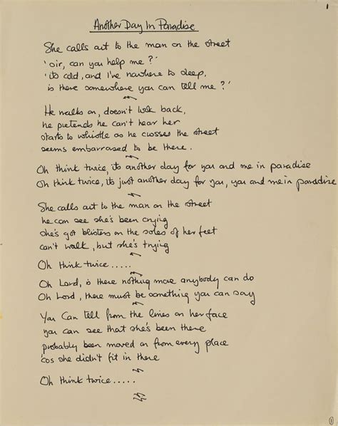 Lyrics for Another Day in Paradise by Phil Collins .